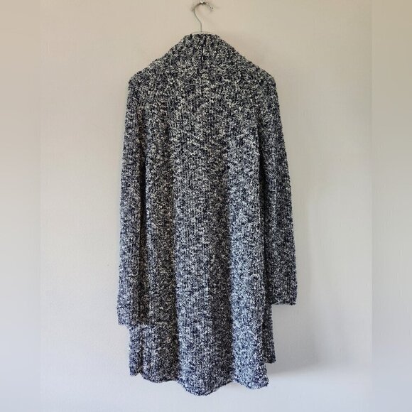 MASSIMO DUTTI | Open front cardigan marled navy white pockets sz S - Picture 3 of 7